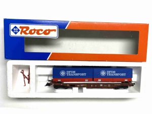 H0-DC-ROCO-46349---Taschenwagen---DFDS-TRANSPORT---DB---Ep-V